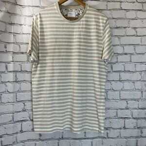 Denim & Flower Ricky Singh Shirt Men's Large White Striped Short Sleeve Casual